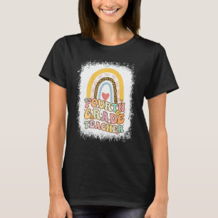 Fjärde Klass-regnbågslappat Retro Back to school T Shirt