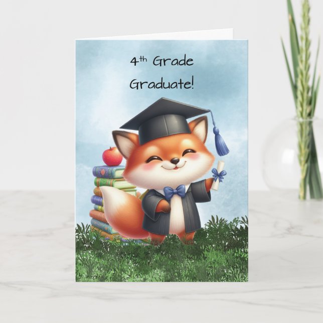 Fjärde Klass Studenten Boy Fox-Grattisen Kort (Framsida)