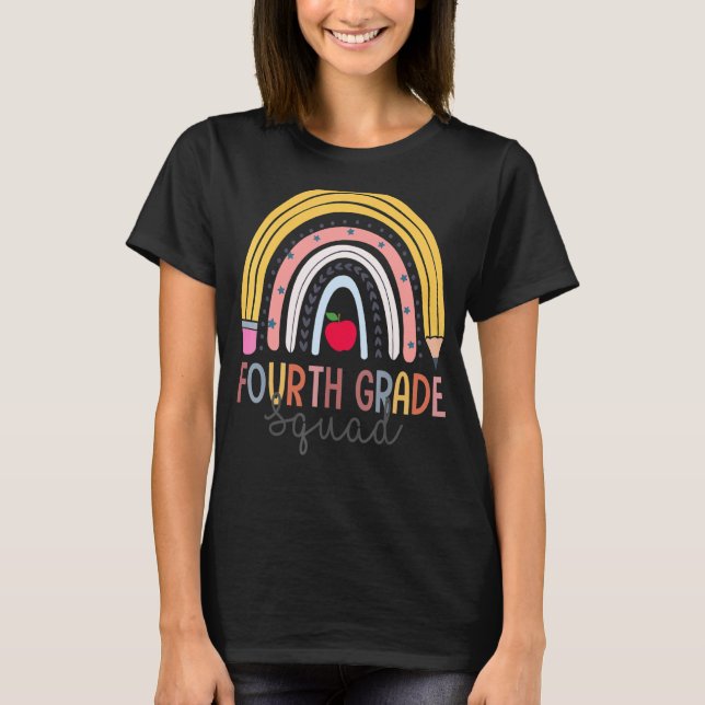 Fjärde Klass-torgläraren Student Regnbow tillbaka  T Shirt (Framsida)