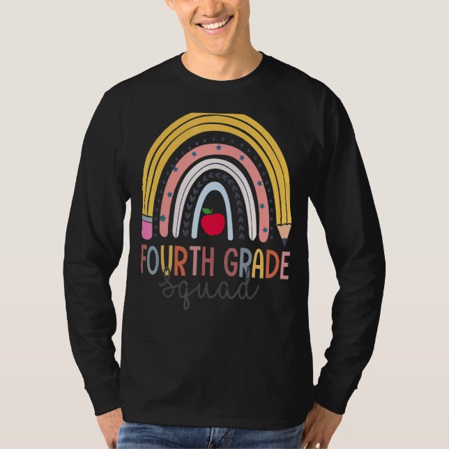 Fjärde Klass-torgläraren Student Regnbow tillbaka  T Shirt (Framsida)