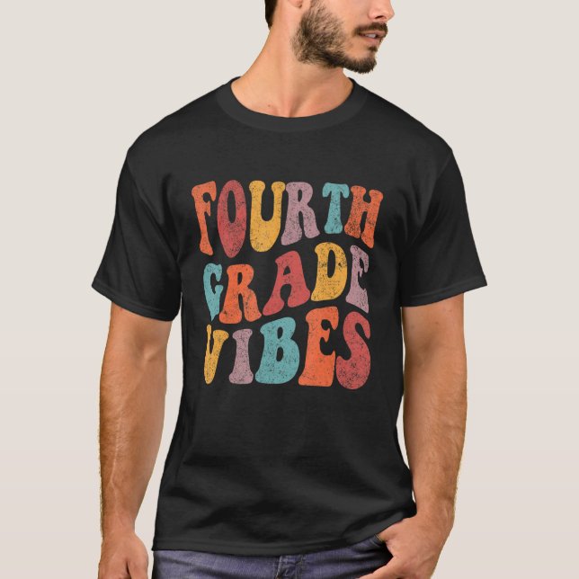 Fjärde Klass Vibes Back to school Cute Teacher St T Shirt (Framsida)