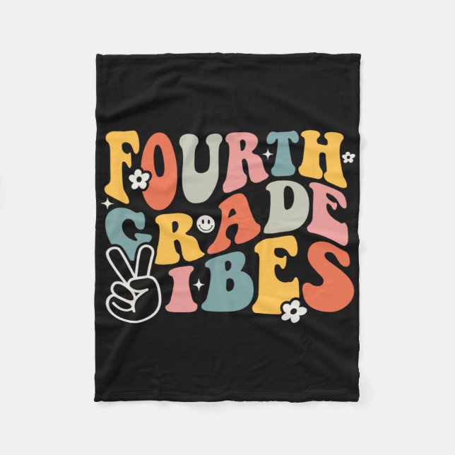 Fjärde Klass Vibes - fjärde Klass-teamets retro, f Fleecefilt (Framsidan)