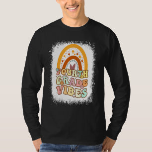 Fjärde klassens vibbar regnbåge blekta retro 1:a d t shirt