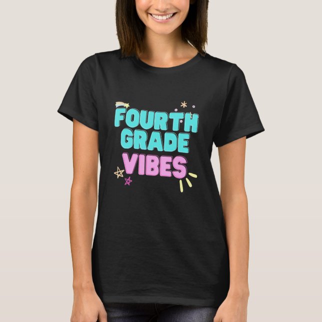 Fjärde Klassens Vibes 4:e Klassens Team Retro Förs T Shirt (Framsida)