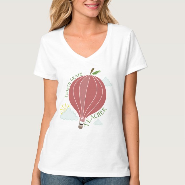 Fjärde klasslärareluftballong Apple T-shirt (Framsida)