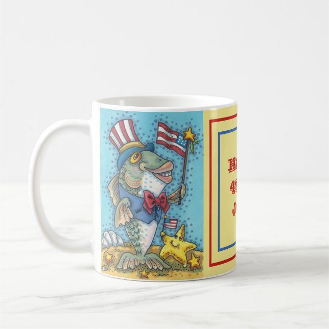 FJÄRDE PATRIOTISKA FISKET OCH STARFISK MUGG Classi (Vänster)