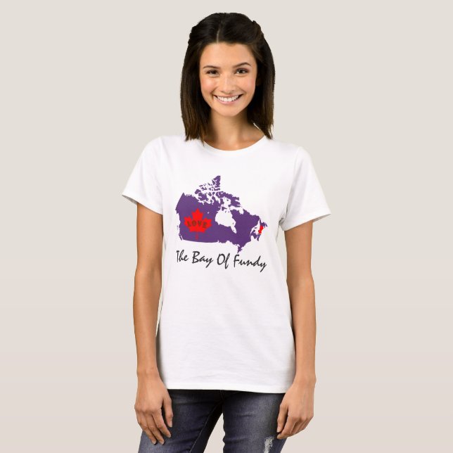 Fjärden av Fundy Nova Scotia kärlek Kanada klämmer Tee Shirt (Hel framsida)