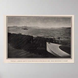 Fjärden nära fiskare hamnplats, San Francisco Poster