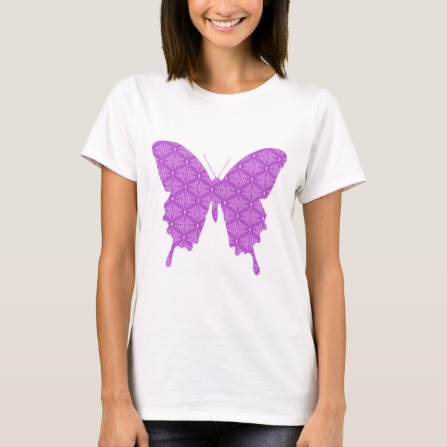 Fjäril, abstrakt mönster, lavendel och lila tee (Framsida)
