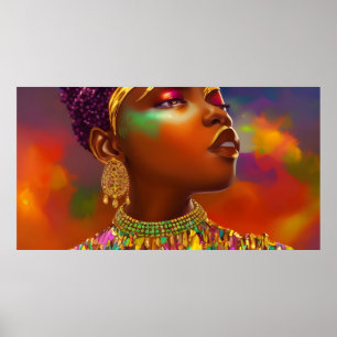 Fjäril Afrikanska kvinnor guld smycke gult fantasi Poster