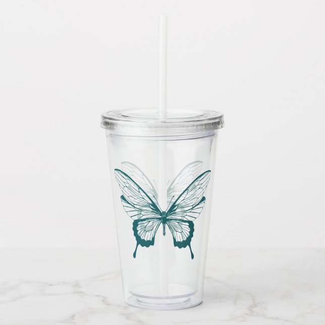 Fjäril Akryl Tumbler Take Away Mugg (Framsida)