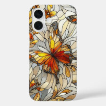 Fjäril Amber-stained glass-mönster 