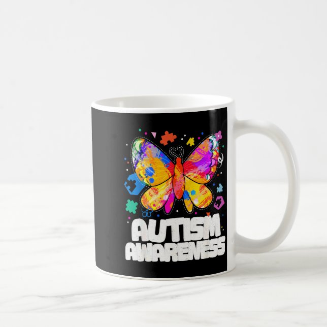 Fjäril autism medvetenhet stöd autistisk pussel kaffemugg (Höger)