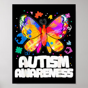 Fjäril autism medvetenhet stöd autistisk pussel poster