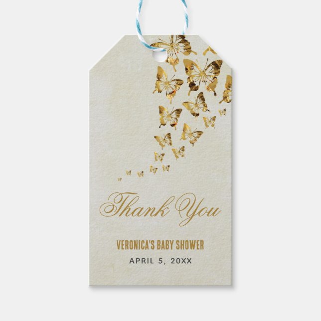 Fjäril Baby Shower Presentetikett (Framsidan)