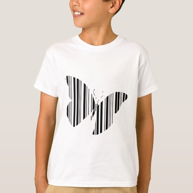 FJÄRIL BARKOD Fjärilar Mönsterdesign T Shirt (Framsida)