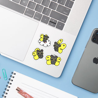 Fjäril Björn med glasögon söt Kawaii dekal