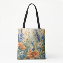 Fjäril bland vilda blommor Trädgårdstaska