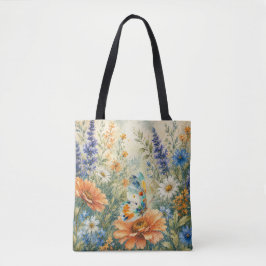 Fjäril bland vilda blommor Trädgårdstaska Tygkasse