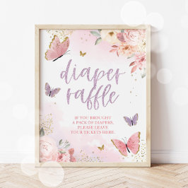 Fjäril blöja lotteri baby shower skylt 11x14