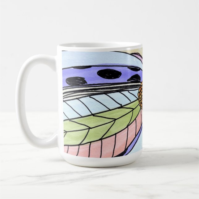 Fjäril Blomma Blank Kaffemugg (Vänster)