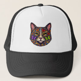 Fjäril Blomma Färgrik Katt Porträtt | Katters Mamm Keps