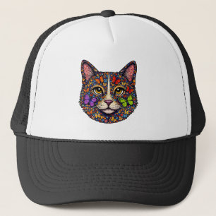 Fjäril Blomma Färgrik Katt Porträtt Katters Mamm Keps