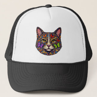 Fjäril Blomma Färgrik Katt Porträtt | Katters Mamm Keps