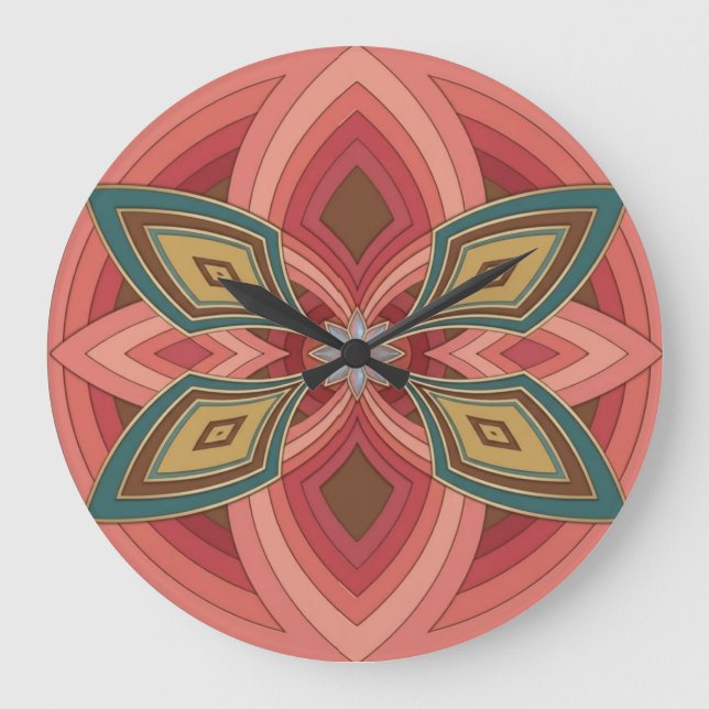 Fjäril Blomma Mandala  Stor Klocka (Framsida)