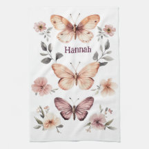 Fjäril Blommig Akvarell Elegant EGET NAMN