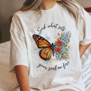 Fjäril Blommig Akvarell Inspirerande Citat T Shirt