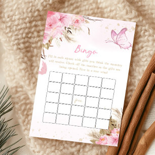 Fjäril Blommig Baby Shower Bingo Spel