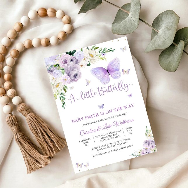Fjäril Blommig Baby Shower Inbjudan (Skapare uppladdad)