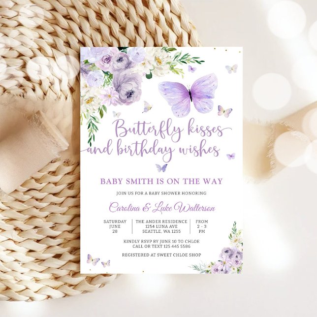 Fjäril Blommig Baby Shower Inbjudan (Skapare uppladdad)
