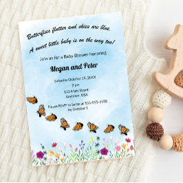 Fjäril Blommig Baby Shower Inbjudan