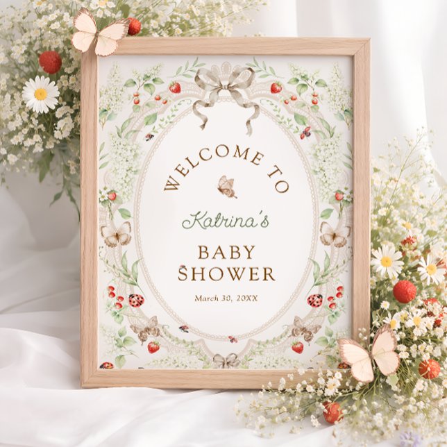 Fjäril Blommig Baby Shower Välkommen  Poster (Skapare uppladdad)