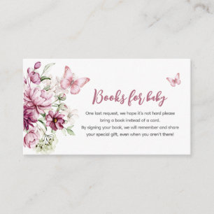 Fjäril Blommig flicka Baby Shower Bok önskemål Tilläggskort