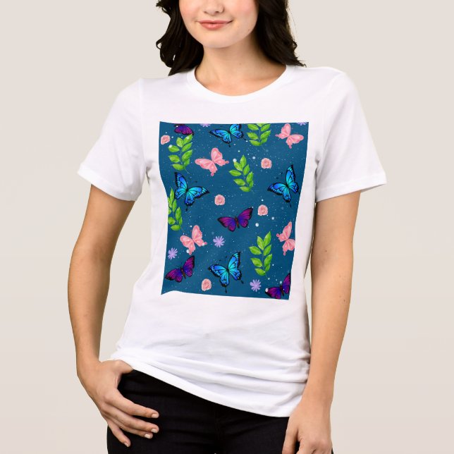 Fjäril Blommig T-Shirt (Framsida)