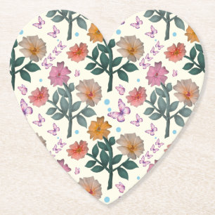 Fjäril Blommig Trädgårdsmönster Underlägg Papper