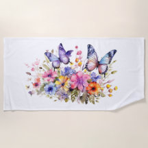 Fjäril blommönster badduk