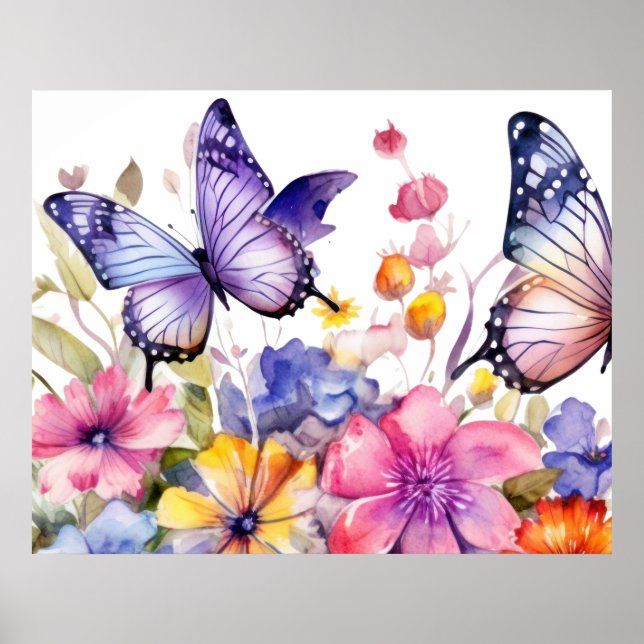 Fjäril blommönster poster (Framsidan)