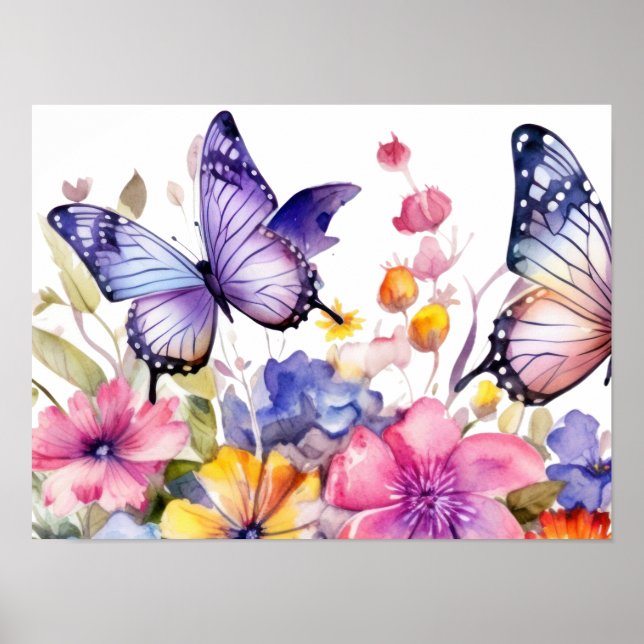 Fjäril blommönster poster (Framsidan)