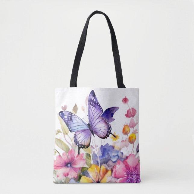 Fjäril blommönster tygkasse (Framsida)