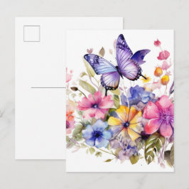Fjäril blommönster vykort