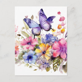 Fjäril blommönster vykort