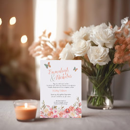 Fjäril Bröllop Korall Boho Blommig Inbjudningar