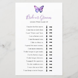 Fjäril Bröllopsdusch Gissa vem som sa det