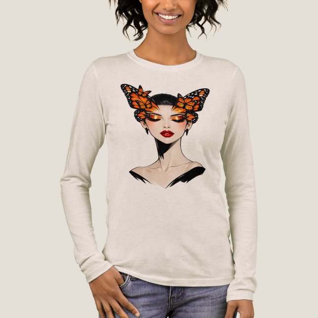 Fjäril Drottning Feministisk Konst Design T Shirt (Framsida)