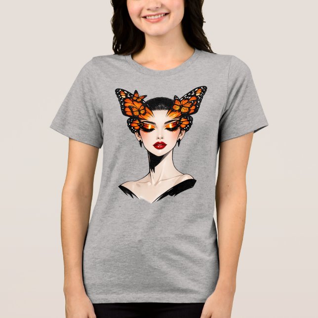 Fjäril Drottning Feministisk Konst Design T Shirt (Framsida)