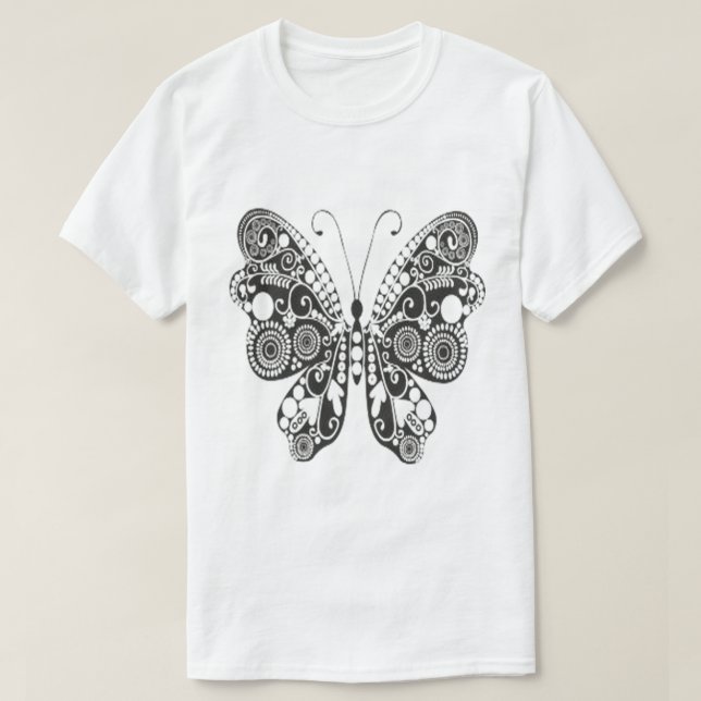 Fjäril Färgning Bok Stil Konstnärlig T-Shirt (Design framsida)